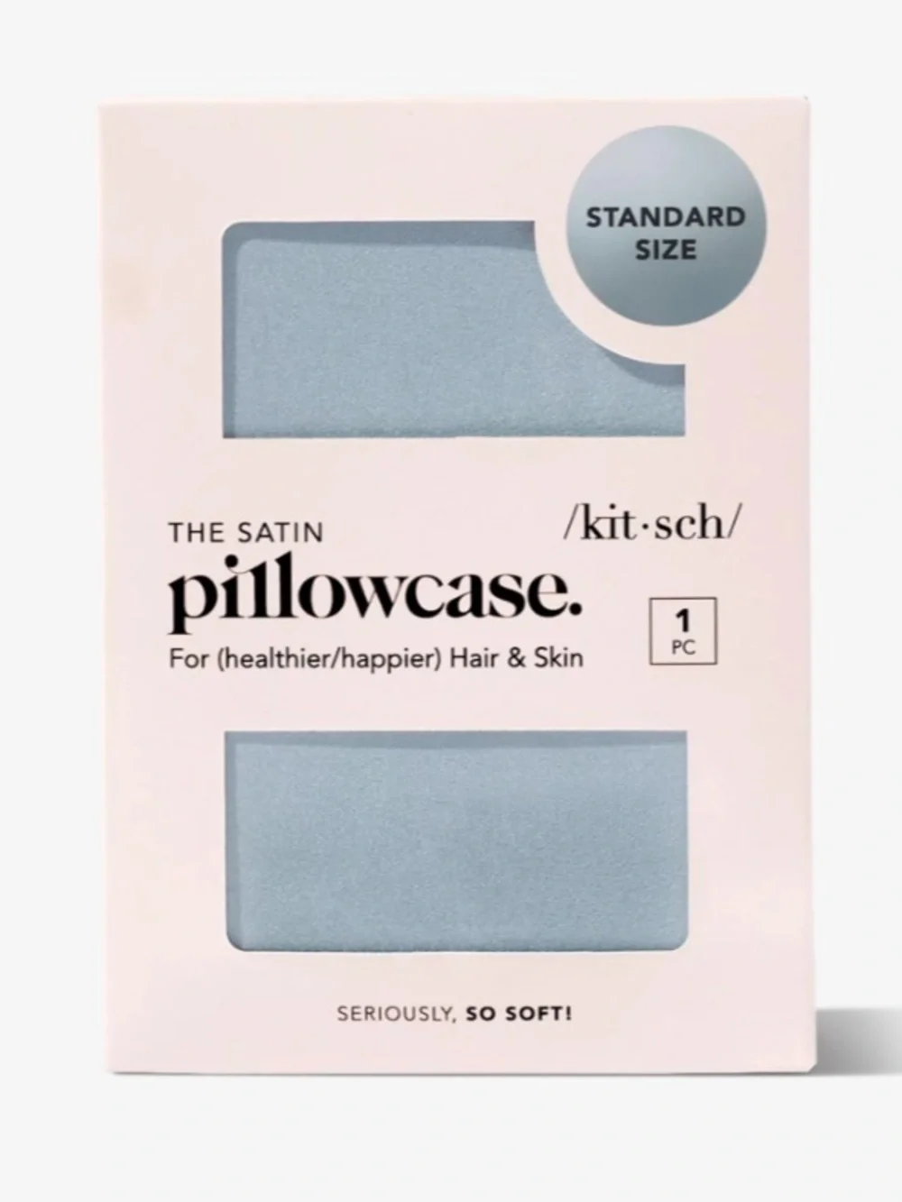 Kitsch blue satin standard size pillowcase New without Tag
